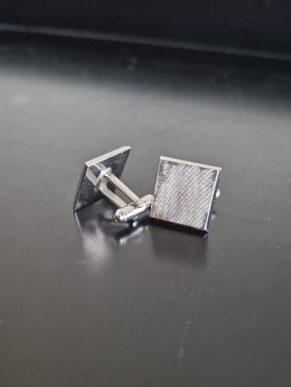 Source Unknown Silver Square Textured Cufflinks